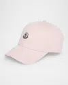 Moncler Pink Baseball Cap With Logo Patch In Cotton Woman In Pastel Pink