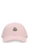 Moncler Pink Baseball Cap With Logo Patch In Cotton Woman In Pink
