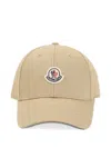 Moncler Beige Baseball Cap With Embroidered Logo In Burgundy