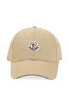 Moncler Beige Baseball Cap With Embroidered Logo In Brown