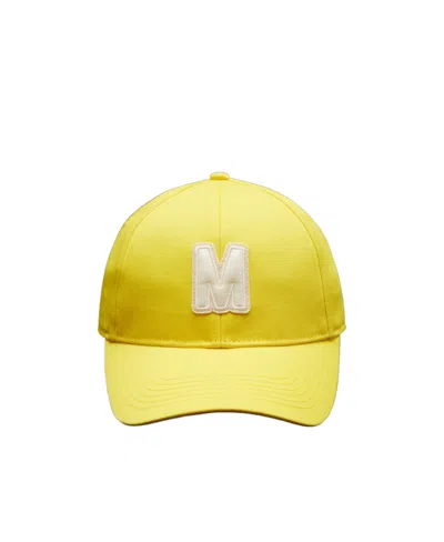 Moncler Logo Baseball Hat In Yellow