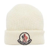 Moncler Logo Patch Beanie In Beige