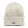 Moncler Logo Patch Ribbed Beanie In Neutral