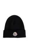 Moncler Midnight Blue Wool Beanie Hat In Black