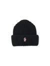 Moncler Grenoble Ribbed Beanie With Logo In Black