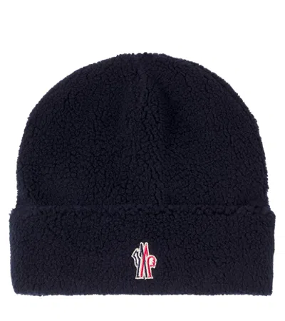 Moncler Kids' Logo Beanie In Blue