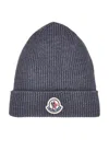 Moncler Logo Beanie In Blue