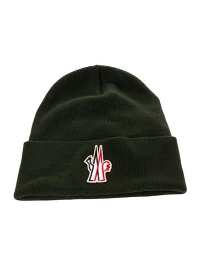 Pre-owned Moncler Logo Beanie In Green