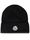 Moncler Logo Beanie In Nero