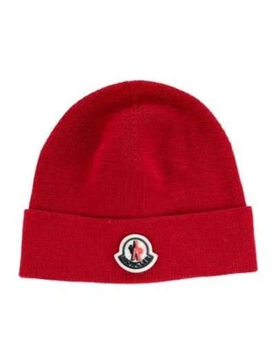 Pre-owned Moncler Logo Beanie In Red