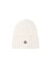 Moncler Logo Beanie In White