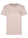 Moncler Embroidered Tonal Logo Cotton T-shirt In Beige