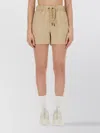 Moncler Logo Bermuda Shorts Side Pockets In Neutral