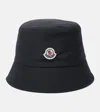 Moncler Black Logo Bucket Hat In Black