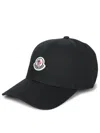 Moncler Logo Cotton Cap In Black