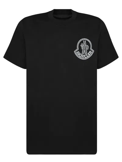 Moncler Logo Cotton T-shirt In Black