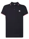 Moncler Men Tricolor-trimmed Cotton Piquet Polo Shirt Navy In Black