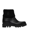 Moncler Larue Ribbed-knit Leather Boots In Black