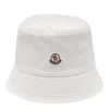 Moncler Logo Bucket Hat Soft Fabric Stitched Brim In White