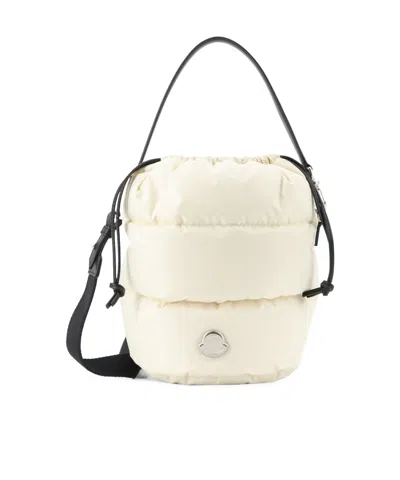 Moncler Logo Bucket Bag In White