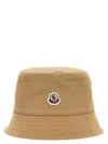 Moncler Logo Bucket Hat With Stitched Brim In Beige