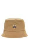 Moncler Logo Bucket Hat With Stitched Brim In Beige