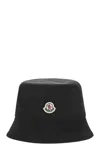 Moncler Black Logo Bucket Hat In Black
