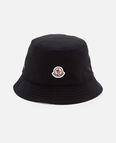 Moncler Cotton Lining Stitched Brim Hat In Black