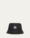 Moncler Black Logo Bucket Hat In Brown