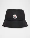 Moncler Black Logo Bucket Hat In Brown