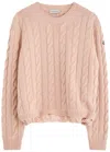 Moncler Logo Cable-knit Wool-blend Jumper In Pink Light