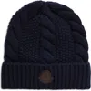 Moncler Wool Beanie In Dark Blue