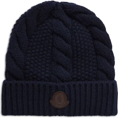 Moncler Wool Beanie In Navy