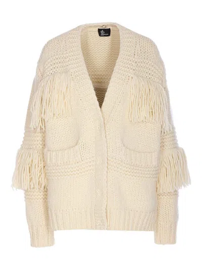 Moncler Logo Cardigan In White