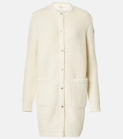 Moncler Logo Cardigan In Silk White