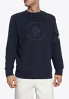 Moncler Logo Cargo Sweatshirt In Navy