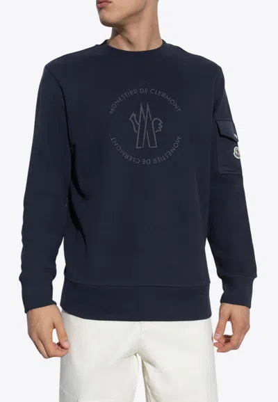 Moncler Logo Cargo Sweatshirt In Blue