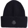 Moncler Logo Cashmere Beanie In Navy