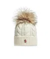 Moncler Logo Cashmere Curling Hat In Nude