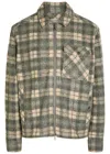 Moncler Logo Checked-intarsia Felt Overshirt In Gray