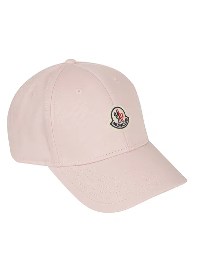 Moncler Logo Classic Patch Baseball Cap In Pastel Pink