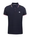 Moncler Cotton Polo Shirt With Logo In Blue