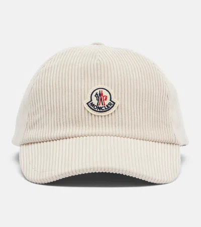 Moncler Logo Corduroy Baseball Cap In Gray