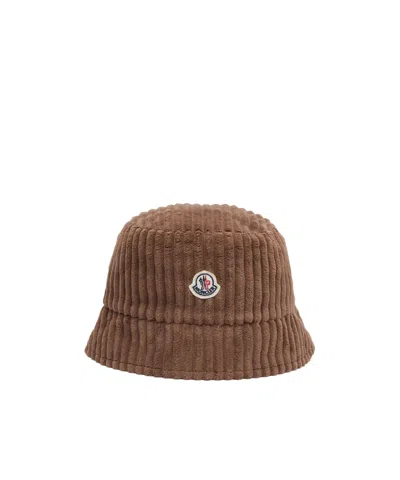 Moncler Logo Corduroy Bucket Hat In Transparent