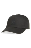 Shop Moncler Logo Cotton Adjustable Baseball Cap In Black
