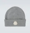 Moncler Logo Cotton And Cashmere Beanie In Grey