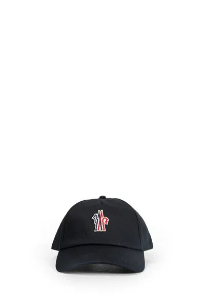 Moncler Logo Cotton Baseball Cap In Black