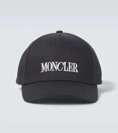 Moncler Logo Embroidered Baseball Cap In Black