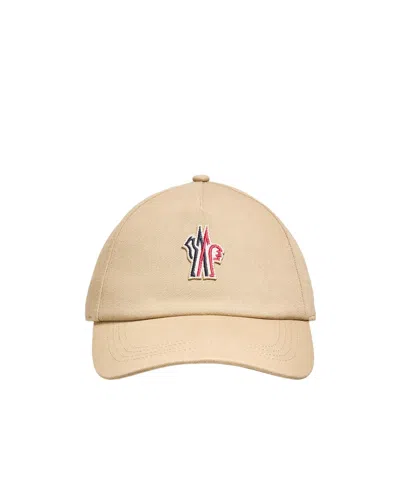 Moncler Logo Cotton Baseball Cap In Gold