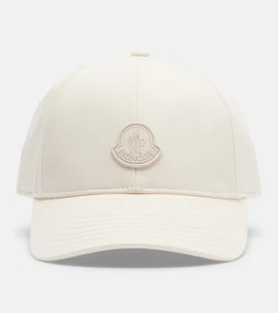 Moncler Logo Cotton Baseball Cap In Gray